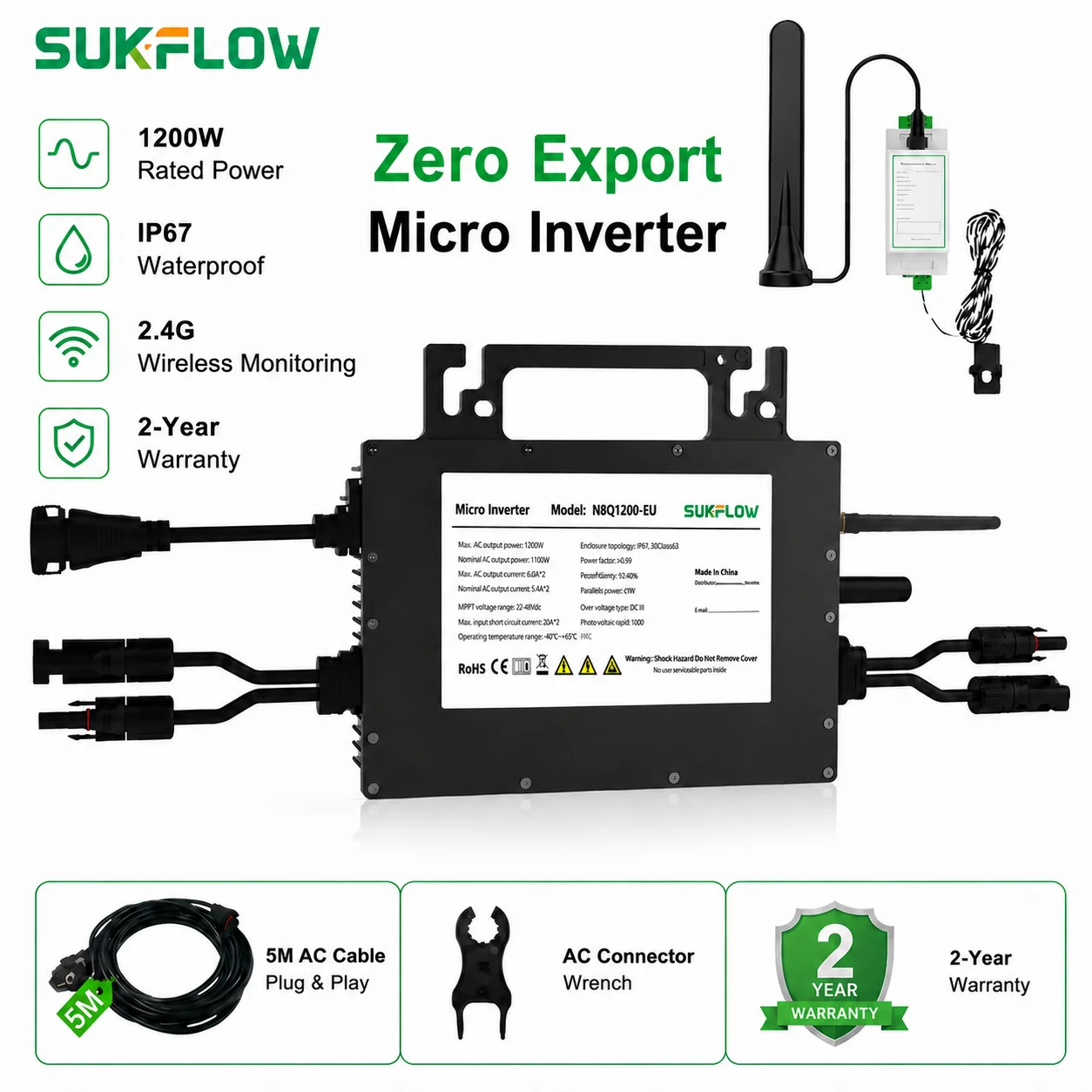 SUKFLOW Zero Expert 1200W Grid - Grid Tie Micro Inverter 评论和价格